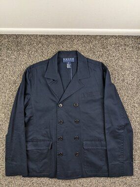 Vintage Ralph Lauren Blazer Jacket Double Breasted Blue Womens 12 USA Made